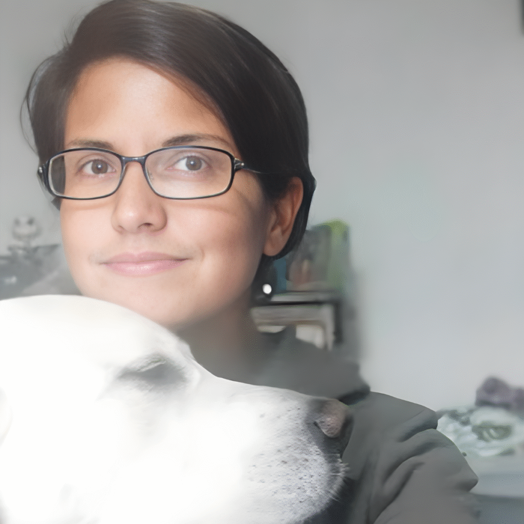 A personal photo of Dr. Maybell Nieves, co-author of The Home Doctor, with one of her dogs.